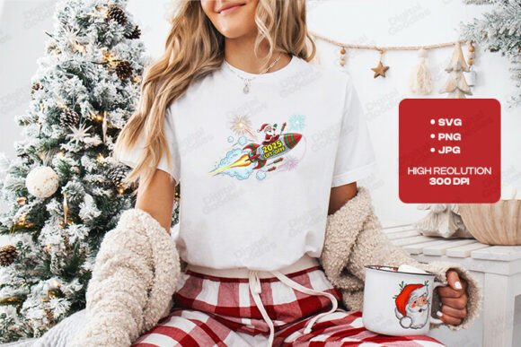 2025 Lift-off Santa Rocket: A Festive T-Shirt Graphics Gem
