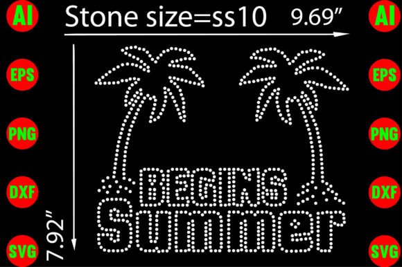 Begins Summer Rhinestone Templates: Sparkling Graphics for T-Shirt Designs