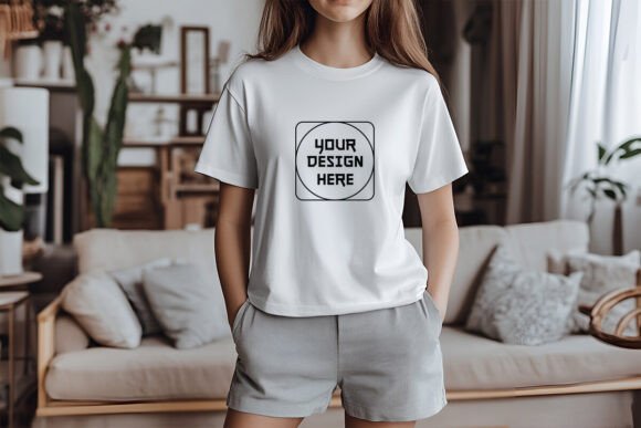 Gildan 5000 White Tshirt Back Mockup for Graphics and Product Mockups