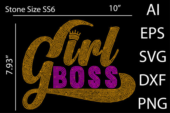 Girl Boss Rhinestone Graphics for T-Shirt Designs