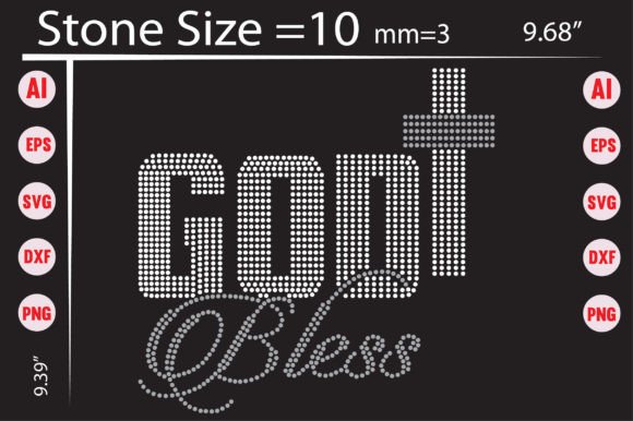 God Bless Rhinestone Templates for T-Shirt Designs