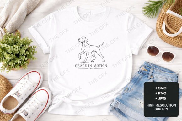 Graceful Pointer Dog: A Sleek T-Shirt Design for Graphics