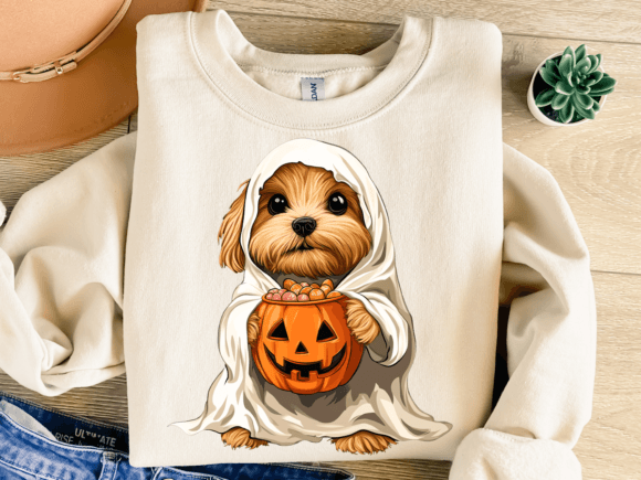 Halloween Ghost Puppy PNG for T-Shirt Designs & Graphics