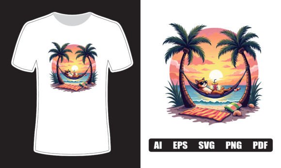 Hammock Sunset Bliss: A Graphic Design for T-Shirt Creators