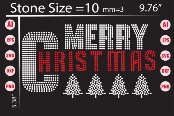 Merry Christmas Rhinestone Templates for T-Shirt Designs and Graphics