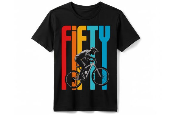 Retro Fifty MTB Biker T-Shirt: A Vibrant Graphics Asset