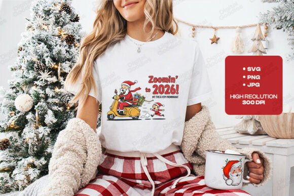 Zoomin' to 2026 Santa: A Festive T-Shirt Design for Local Brands